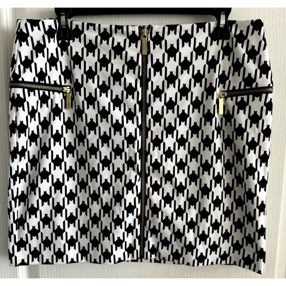 Michael Kors Mini Skirt Navy White Front Zip Sz 12 - Picture 1 of 10